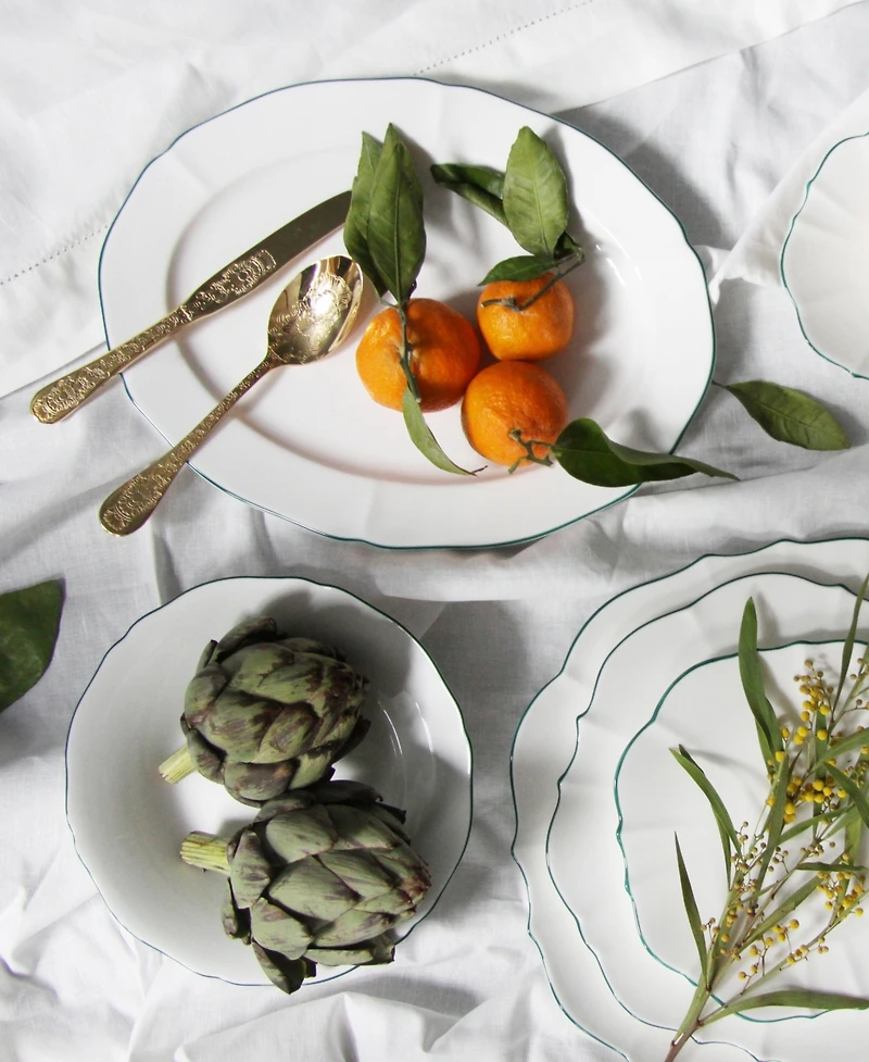 Twig New York Amelie Forest Green Rim Serving Bowl