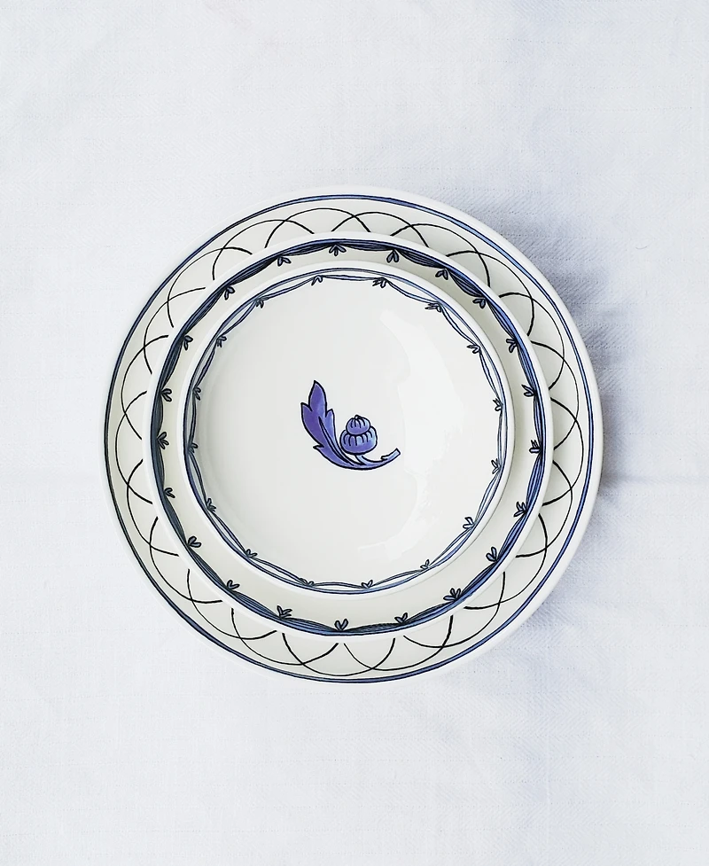 Twig New York Blue Bird Canape Plates - Set of 3