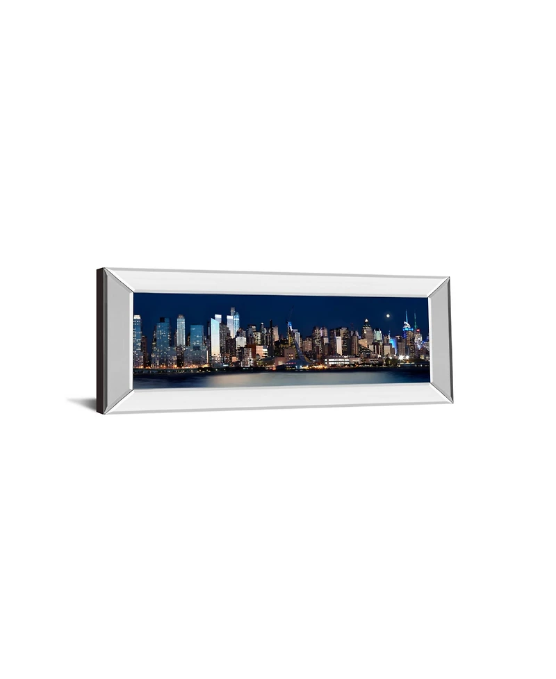 Classy Art New York At Night Xi by James Mcloughlin Mirror Framed Print Wall Art - 18" x 42"