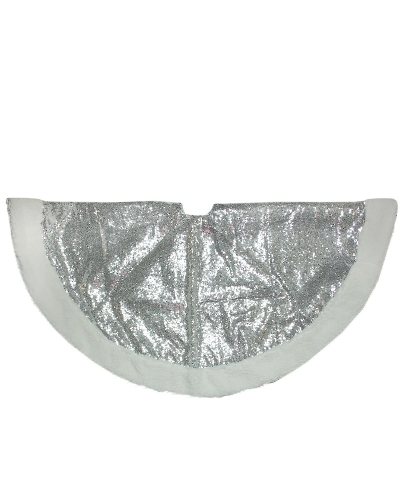 Northlight 47.2" Sparkling Silver and White Christmas Tree Skirt