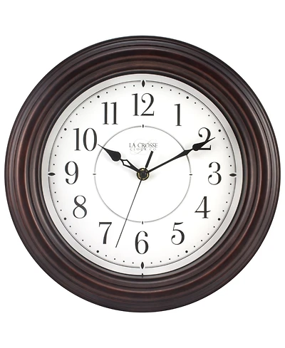 La Crosse Clock 404-2630W 12" Evelyn Quartz Wall Clock with Silent Movement
