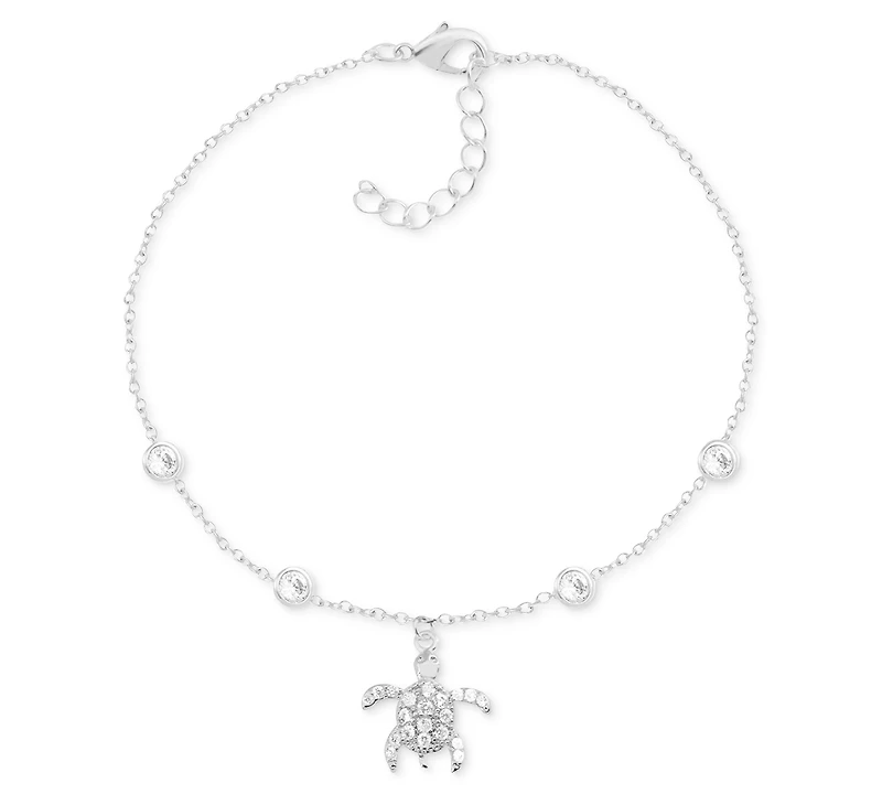 And Now This Crystal Sea Turtle Anklet in Silver-Plate