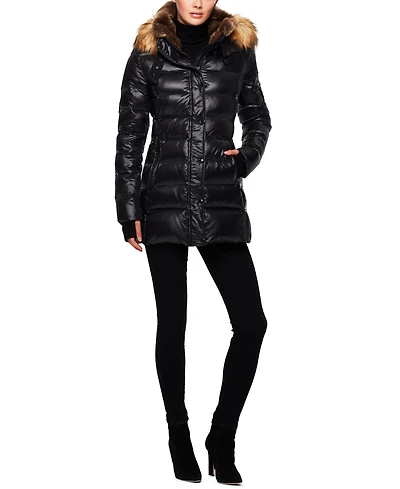 S13 Women's Chelsea Faux-Fur-Collar Hooded Puffer Coat