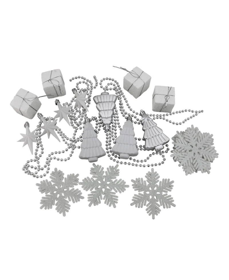 Northlight 125ct Winter White and Silver Splendor Shatterproof 4-Finish Christmas Ornaments