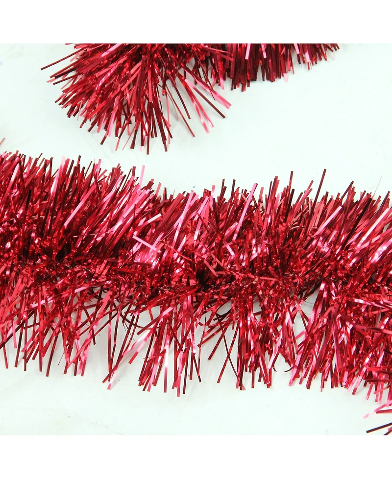 Northlight 50' Traditional Shiny Red 6 Ply Christmas Foil Tinsel Garland - Unlit
