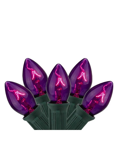 Northlight Set of 25 Transparent Purple C7 Christmas Lights 12" Spacing - Green Wire