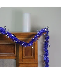 Northlight 50' Lavish Blue Christmas Tinsel Garland with Silver Snowflakes - Unlit