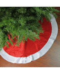 Northlight 48" Traditional Red Velveteen Christmas Tree Skirt with White Border Trim