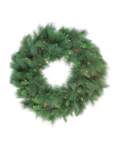 Northlight Pre-lit White Valley Pine Artificial Christmas Wreath - 48-Inch Clear Lights