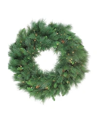 Northlight Pre-lit White Valley Pine Artificial Christmas Wreath - 48-Inch Clear Lights