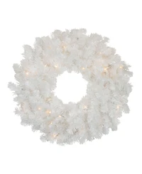 Northlight Pre-Lit Snow White Artificial Christmas Wreath - 24-Inch Clear Lights