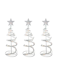 Northlight Set of 3 Clear Lighted Spiral Cone Walkway Christmas Trees Outdoor Decorations 18"