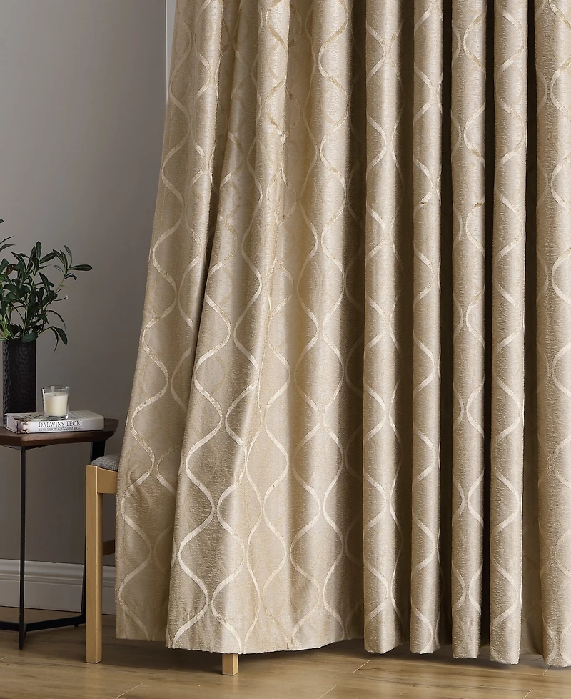Hlc.me Versailles Lattice Flocked 100% Complete Blackout Thermal Insulated Window Curtain Grommet Panels, Energy Savings & Soundproof