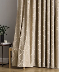 Hlc.me Versailles Lattice Flocked 100% Complete Blackout Thermal Insulated Window Curtain Grommet Panels, Energy Savings & Soundproof