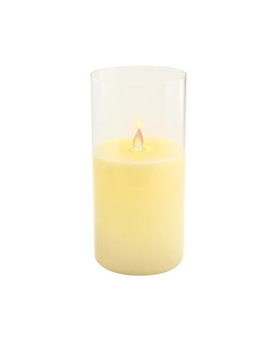 Lumabase 8" Battery Operated Realistic Flame Led Wax Candle in Glass Holder