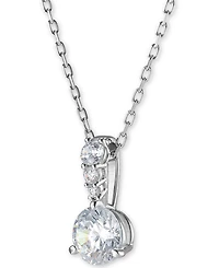 Swarovski Silver-Tone Crystal Solitaire Pendant Necklace, 14-7/8" + 2" extender