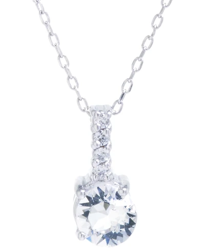 Fine Crystal Round Halo Pendant With 18" Chain in Sterling Silver