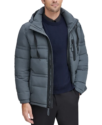Marc New York Men's Huxley Crinkle Down Jacket with Removable Hood