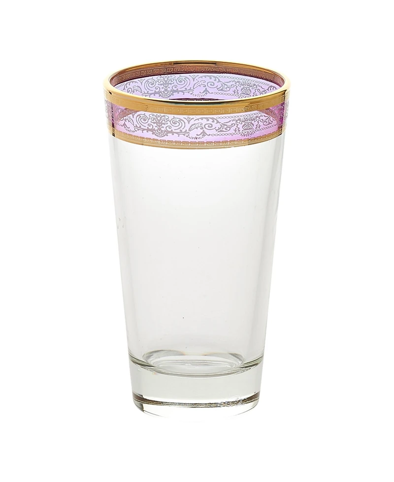 Lorren Home Trends Melania Collection Multicolor Highball Glasses, Set of 6