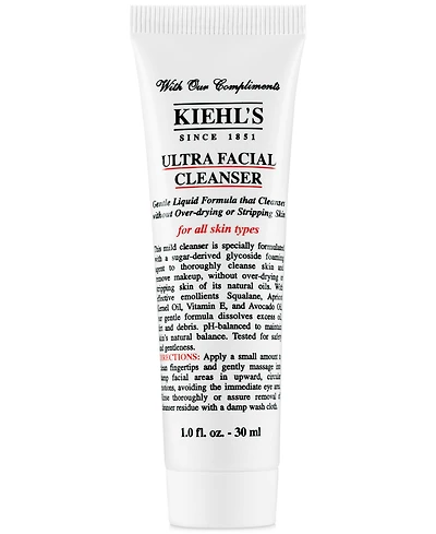 Spend $100 get more, receive a Free 30 ml ultra facial cleanser with any $100 Kiehl's purchase
