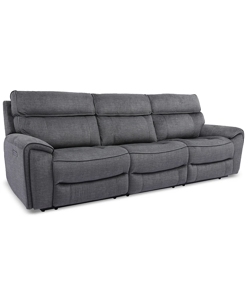 Closeout! Hutchenson 3-Pc. Fabric Sectional with 3 Power Recliners and Headrests