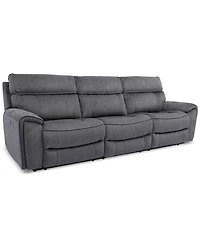 Closeout! Hutchenson 3-Pc. Fabric Sectional with 3 Power Recliners and Headrests
