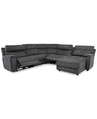 Closeout! Hutchenson 5-Pc. Fabric Chaise Sectional with 2 Power Recliners