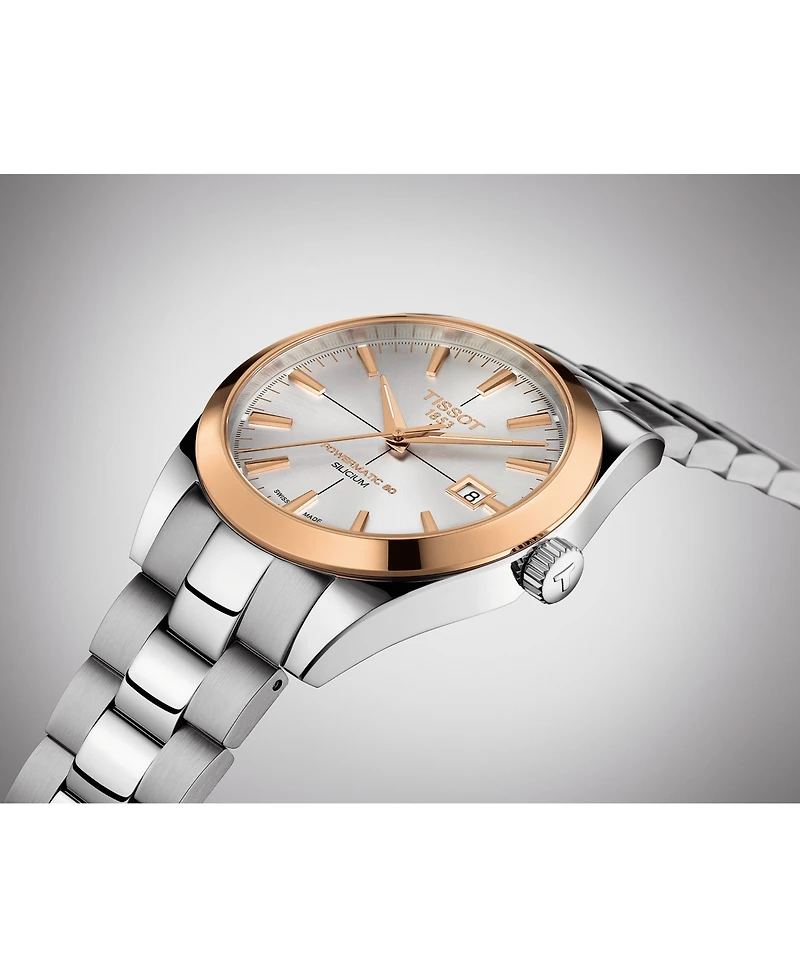Tissot Men's Swiss Automatic Gentleman Stainless Steel Bracelet Watch 40mm