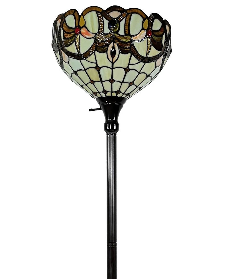 Amora Lighting Tiffany Style Torchiere Floor Lamp