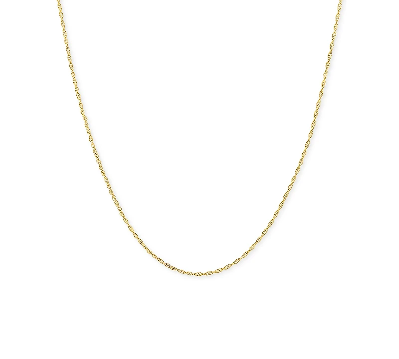 Lightweight 14k Yellow Gold Necklace, 20" Light Rope Chain (1mm)