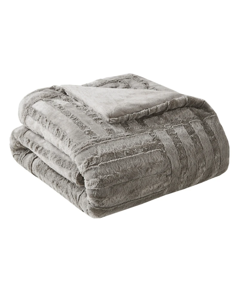 Madison Park Arctic Checkerboard Plush Faux-Fur Throw, 50" x 60"