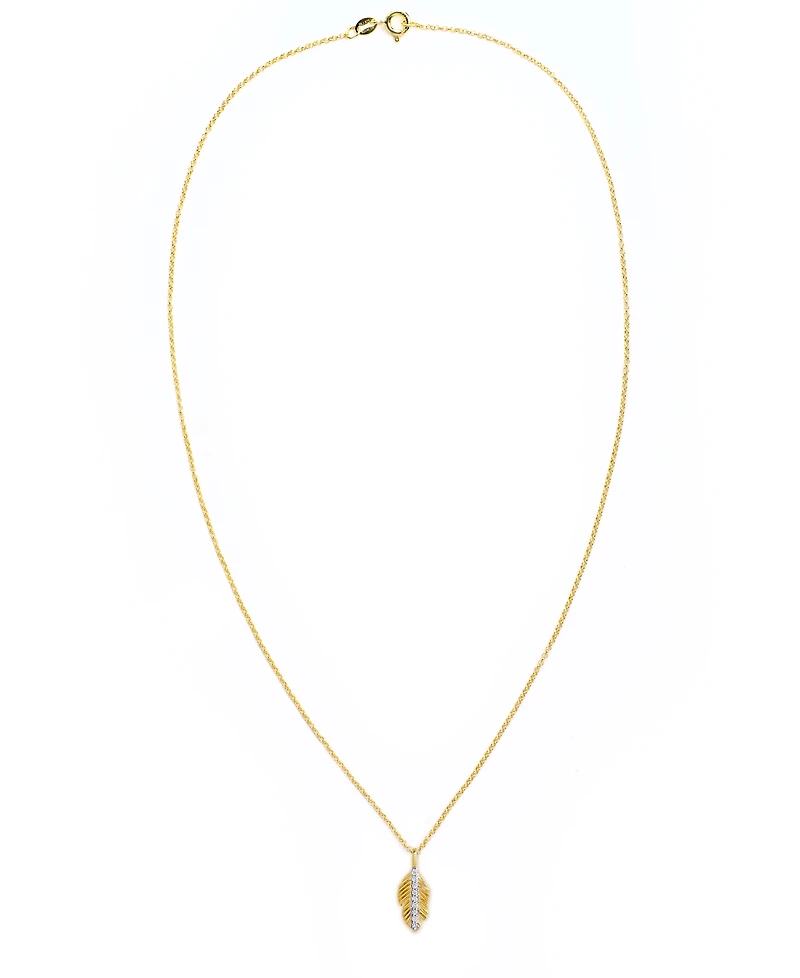Diamond 1/10 ct. t.w. Leaf Pendant Necklace in 14K Yellow Gold over Sterling Silver