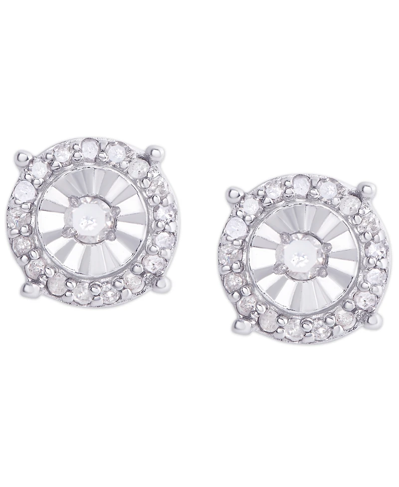 Diamond 1/4 ct. t.w. Round Miracle Plate Stud Earrings in Sterling Silver