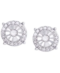 Diamond 1/4 ct. t.w. Round Miracle Plate Stud Earrings in Sterling Silver