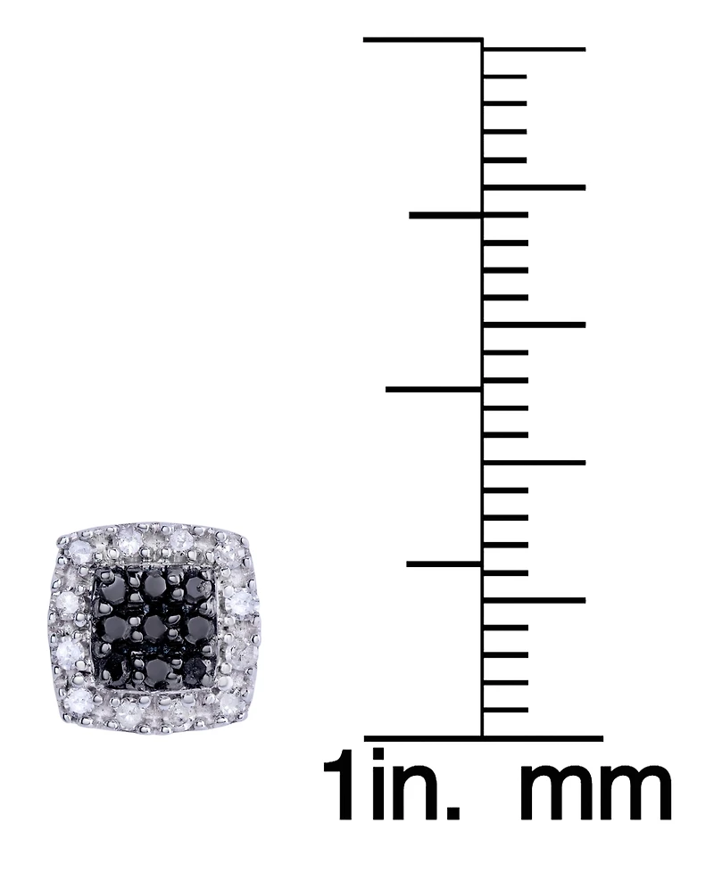 Black and White Diamond 1/3 ct. t.w. Cushion Square Stud Earrings in Sterling Silver