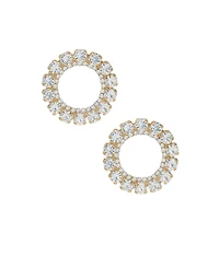 Ettika Large Crystal and Gold Circle Stud Earrings