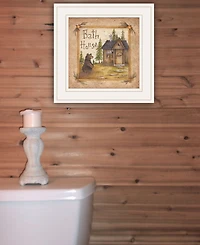 Trendy Decor 4U Bath House by Mary Ann June, Ready to hang Framed Print, White Frame, 13" x 13"