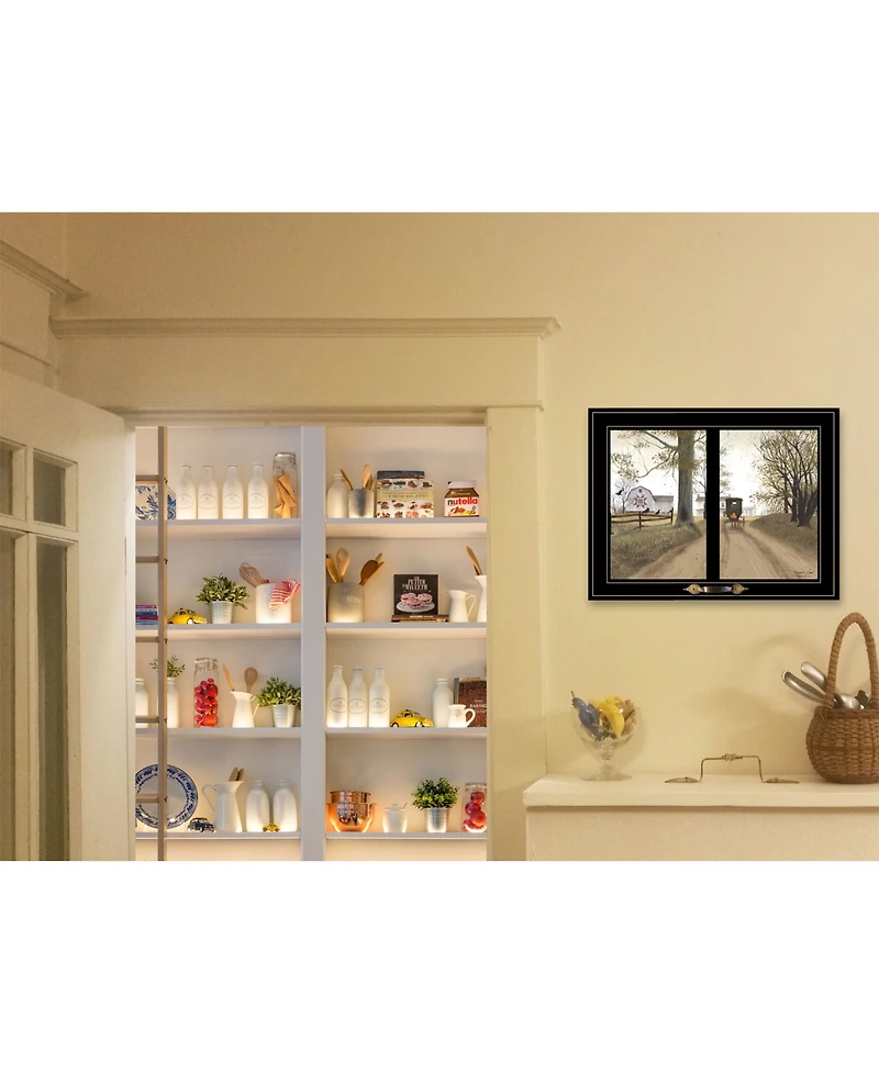 Trendy Decor 4U Heading Home by Billy Jacobs, Ready to hang Framed Print, Black Window-Style Frame, 19" x 15"