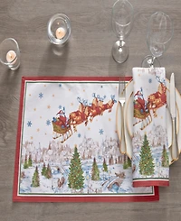 Elrene Santa's Snowy Sleighride Placemat, Set of 4