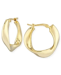 Flat Twist Hoop Earrings Set in 14k Gold
