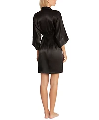 Linea Donatella Women's Short Satin Wrap Robe Lingerie