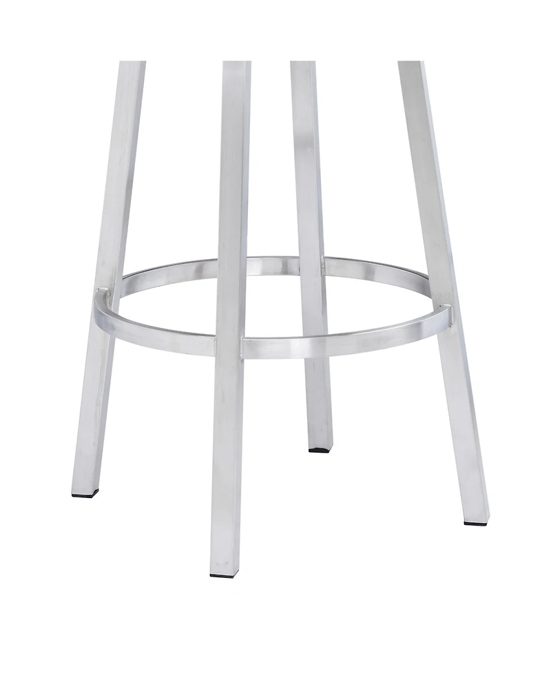 Madrid 30" Bar Height Swivel Gray Artificial leather and Brushed Stainless Steel Stool
