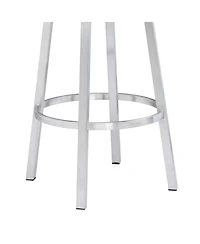 Madrid 30" Bar Height Swivel Gray Artificial leather and Brushed Stainless Steel Stool