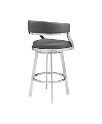 Saturn 26" Counter Height Swivel Gray Artificial leather and Brushed Stainless Steel Bar Stool