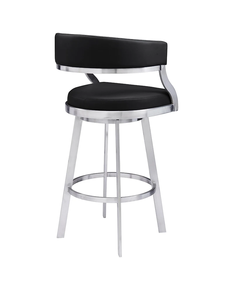 Saturn 30" Bar Height Swivel Gray Artificial leather and Brushed Stainless Steel Stool