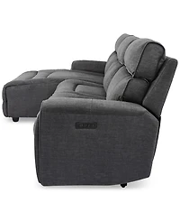 Closeout! Hutchenson 3-Pc. Fabric Chaise Sectional with 2 Power Recliners and Headrests