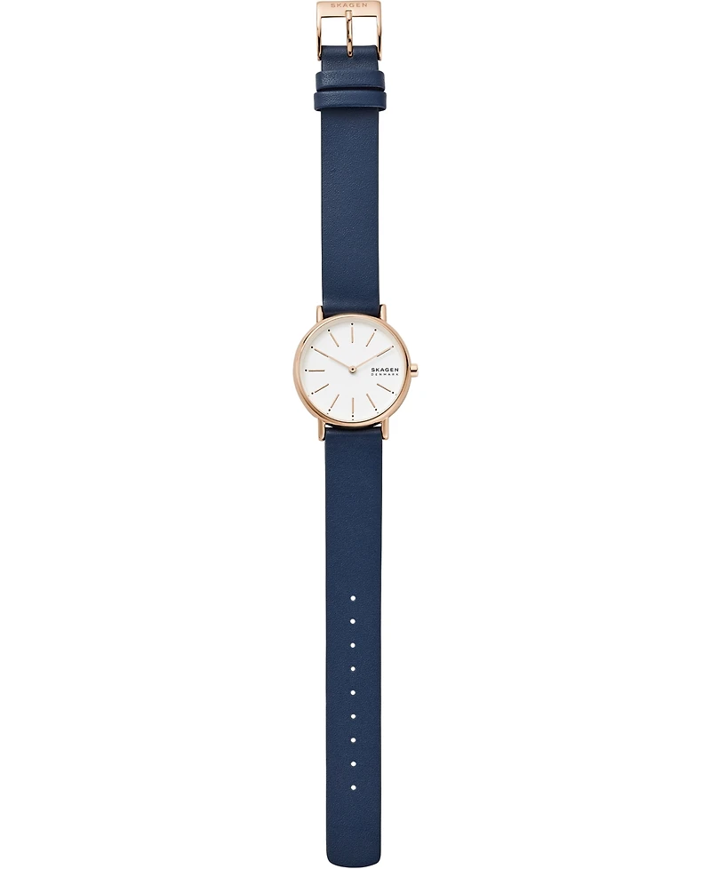 Skagen Women's Signatur Navy Leather Strap Watch 30mm