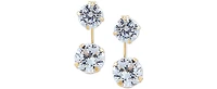 Cubic Zirconia Top & Wire Drop Earrings in 14k Gold