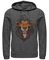 Disney Men's Lion King Scar Geometric Pattern Fill Portrait, Pullover Hoodie