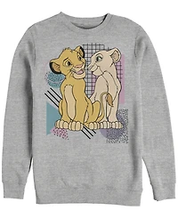 Disney Men's Lion King Retro Simba and Nala, Crewneck Fleece
